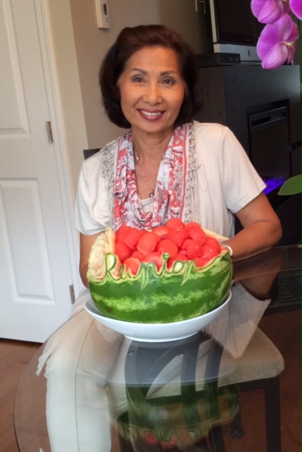 Sam with Watermelon Reunion Fruit Carving