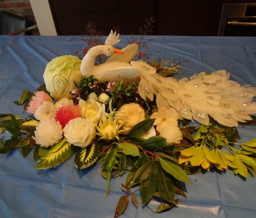peacock carving arrangement