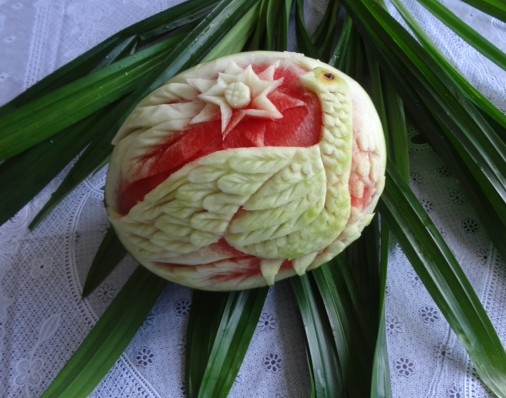 Peacock Watermelon Carving